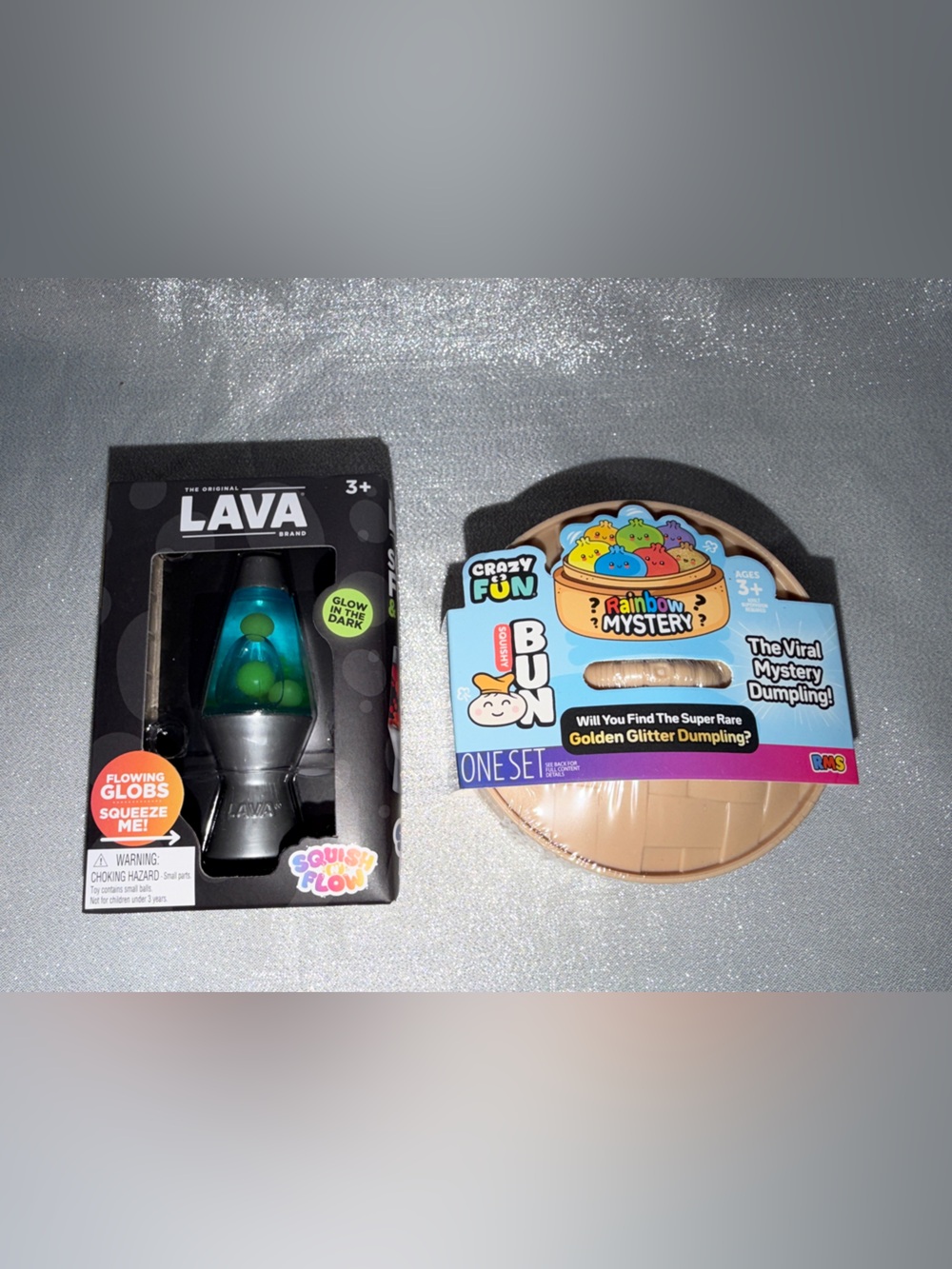 Squishy Purple Glow In The Dark Lava Lamp Toy + Rainbow Mystery Dumpling Set - Picture 3 of 7